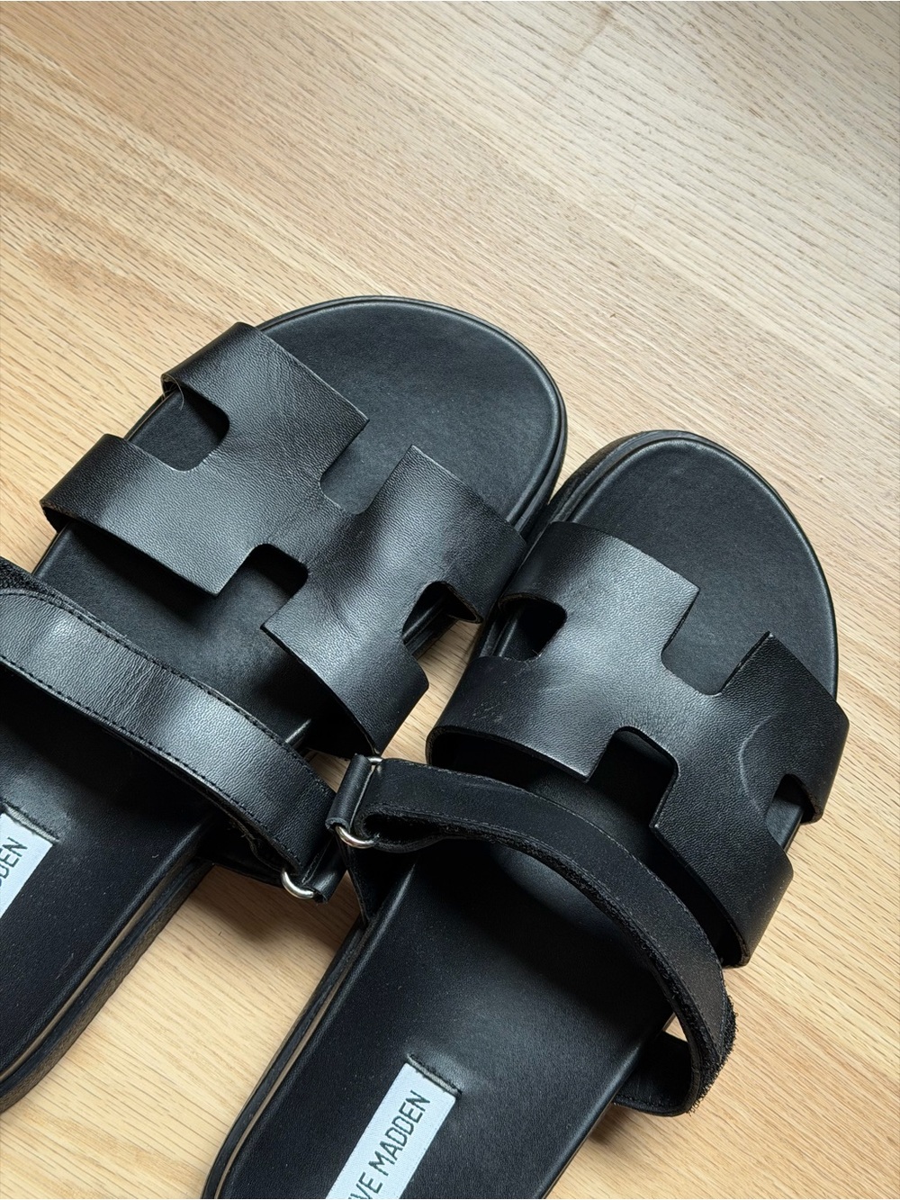 Steve Madden Black Cutout Slide Sandals - Picture 6 of 6